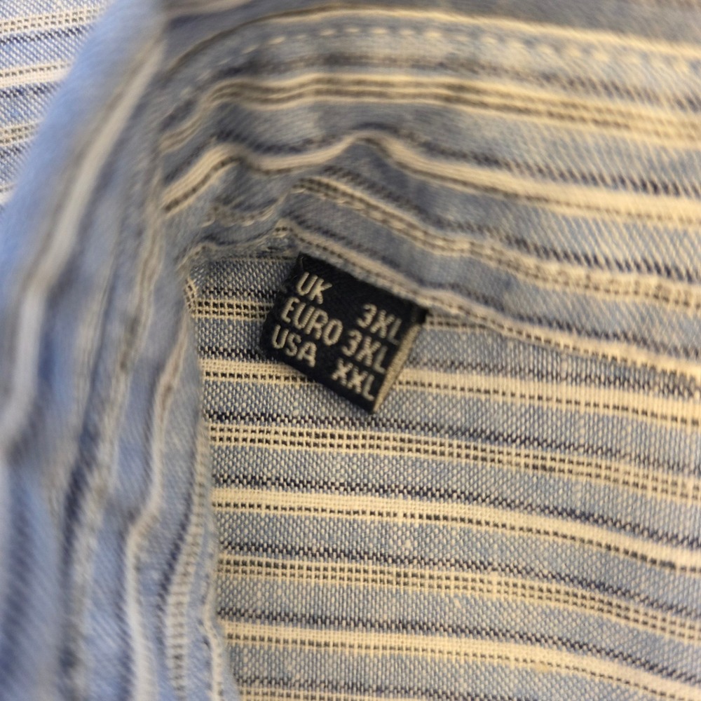 Barbour Men's 2XL Blue Striped Short Sleeve Button Down Shirt Regular Fit - Picture 16 of 16